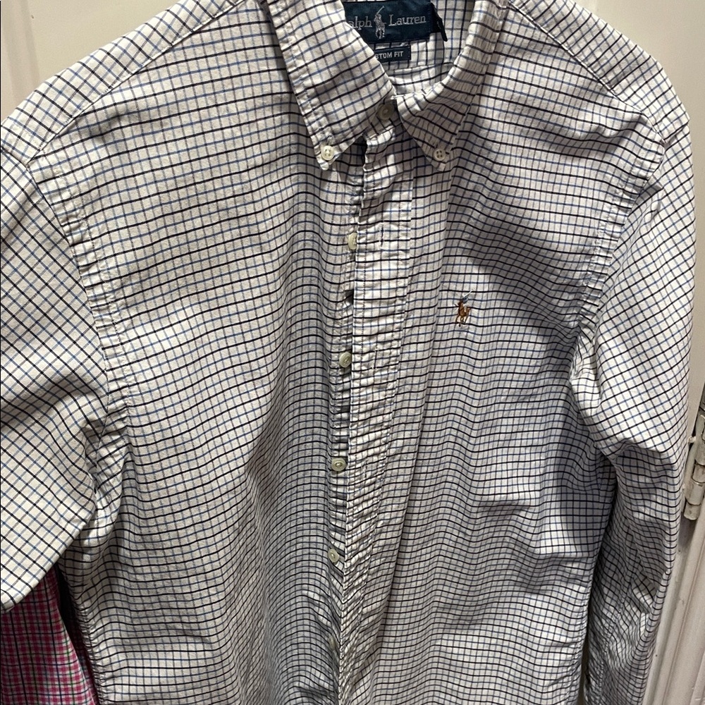 Ralph Lauren Men's Blue and White Plaid Shirt